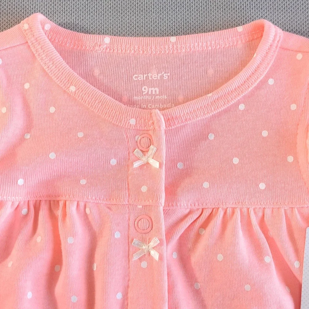 Carter's Girl's Narwhal Snap-Up Romper Size 9-Months Pink/Coral Ruffle Arms Legs